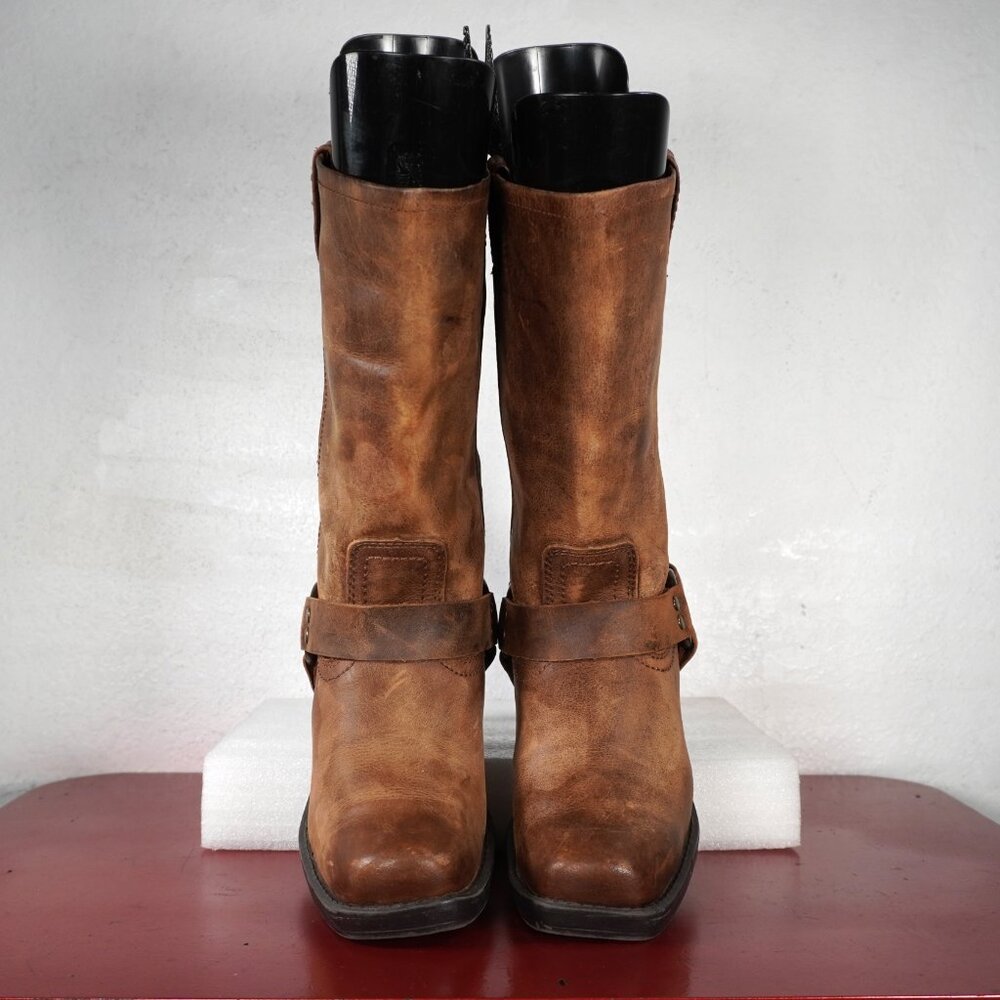 Women's Cabelas Brown Leather Mid-Calf Western Cowboy Fashion Boots 9 - Picture 3 of 8